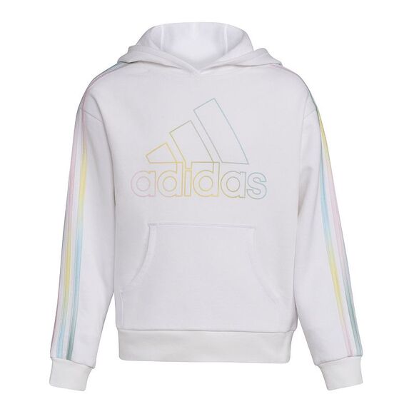 Adidas Big Girls Multi 3 Stripes Long Sleeve Fleece Hoody Size Large (14) NWT - Picture 1 of 4